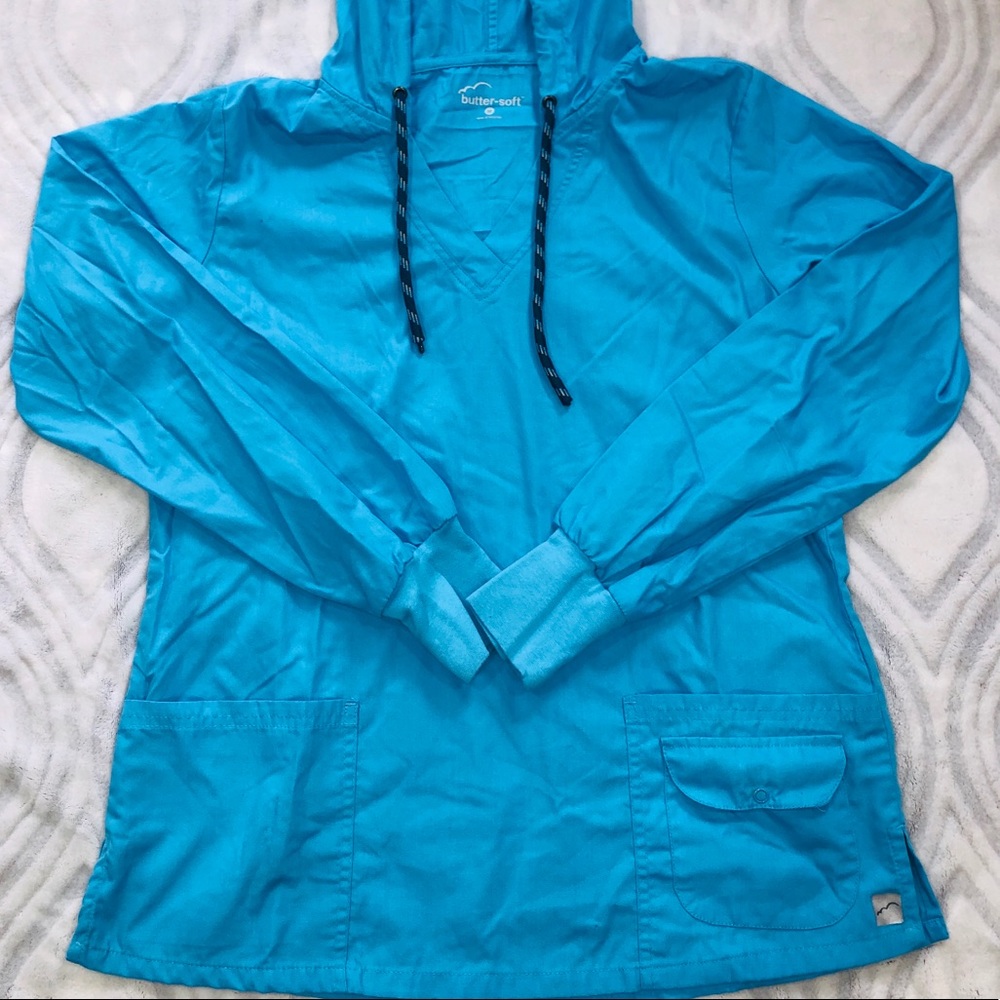 Twitter Blue Hooded “Butter Soft” Scrub Top